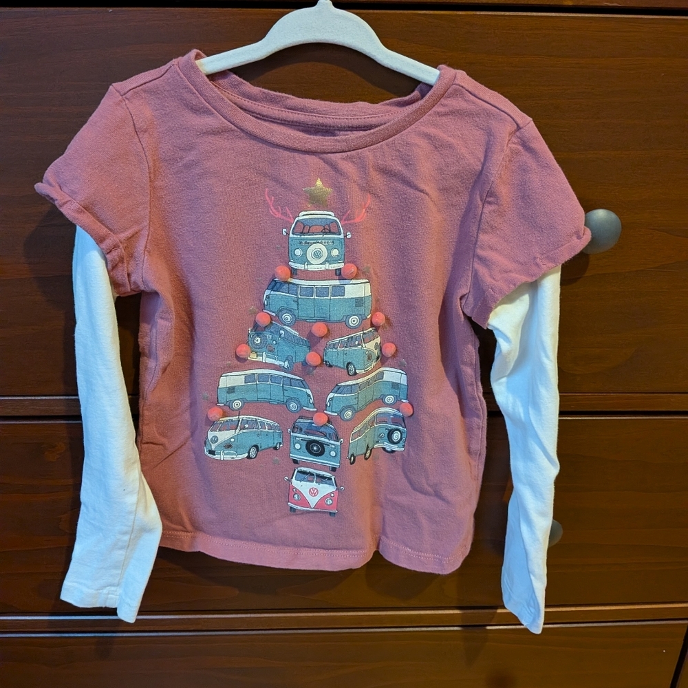 Fat Face Volkswagen Collaboration Kids VW bus Christmas Tree Shirt Long Sleeve